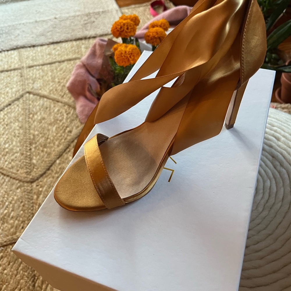 RAYE Satin Gold Heels